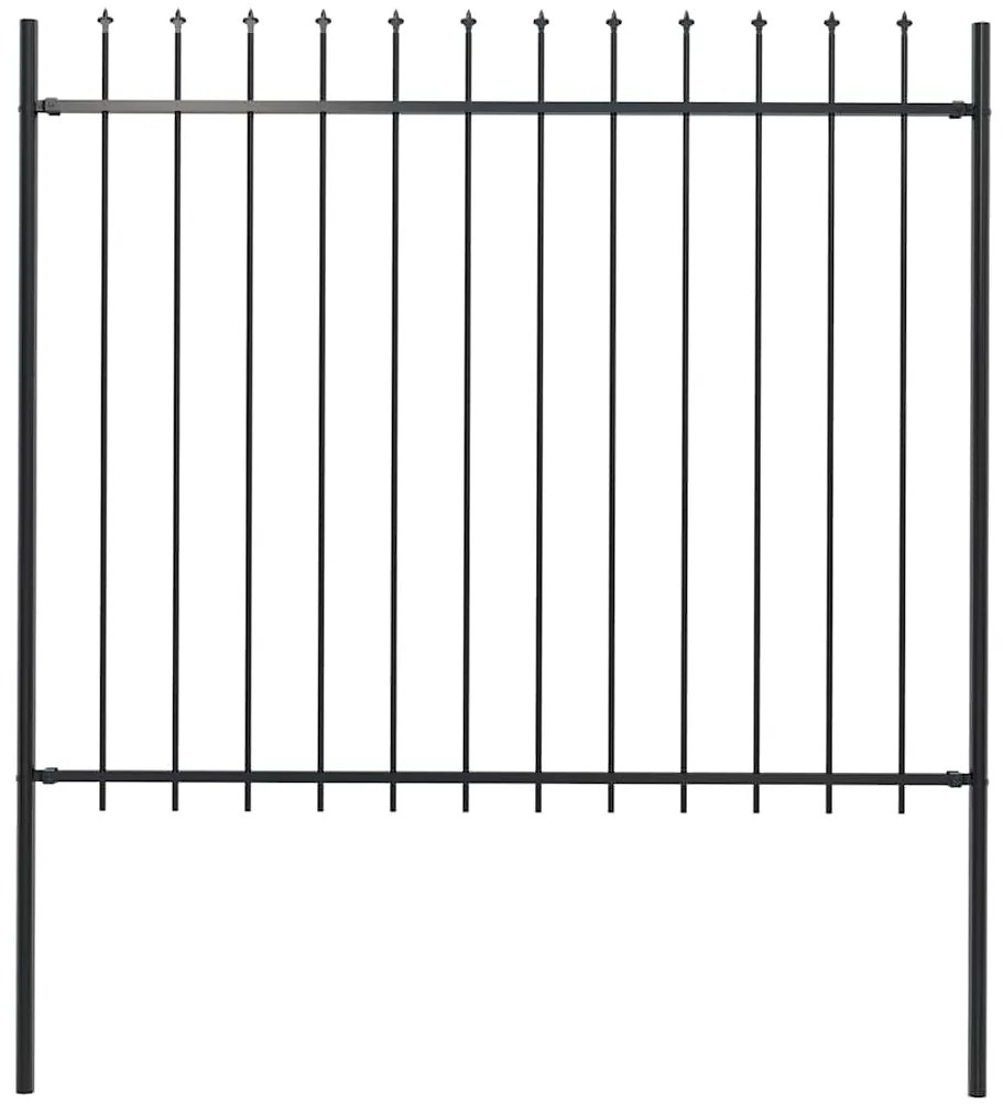vidaXL Φράχτης Κήπου με Κορυφή Δόρυ από Ατσάλι, Μαύρος 181 x 150 εκ.
