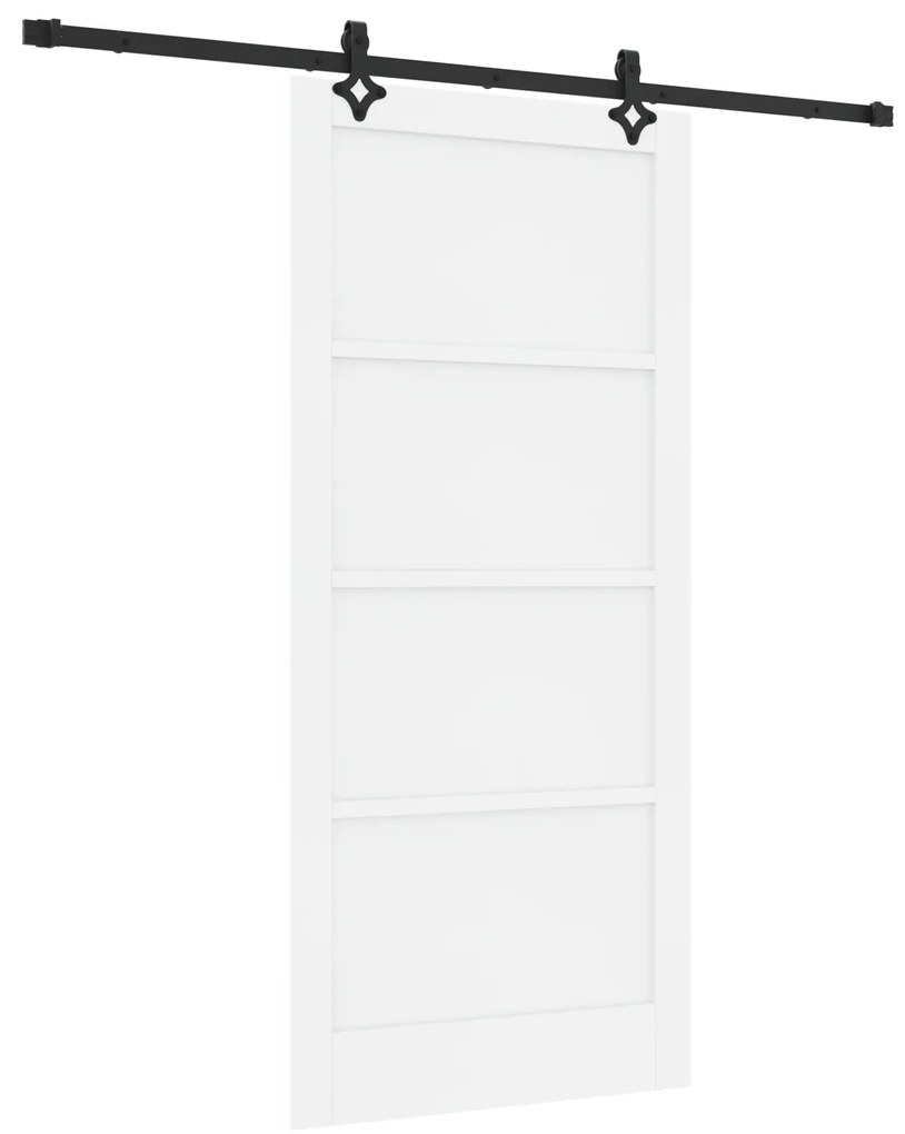 vidaXL Συρόμενη Πόρτα με Σετ Υλικών Λευκή 93x202 εκ. Συμπαγές Ξύλο Πεύκου