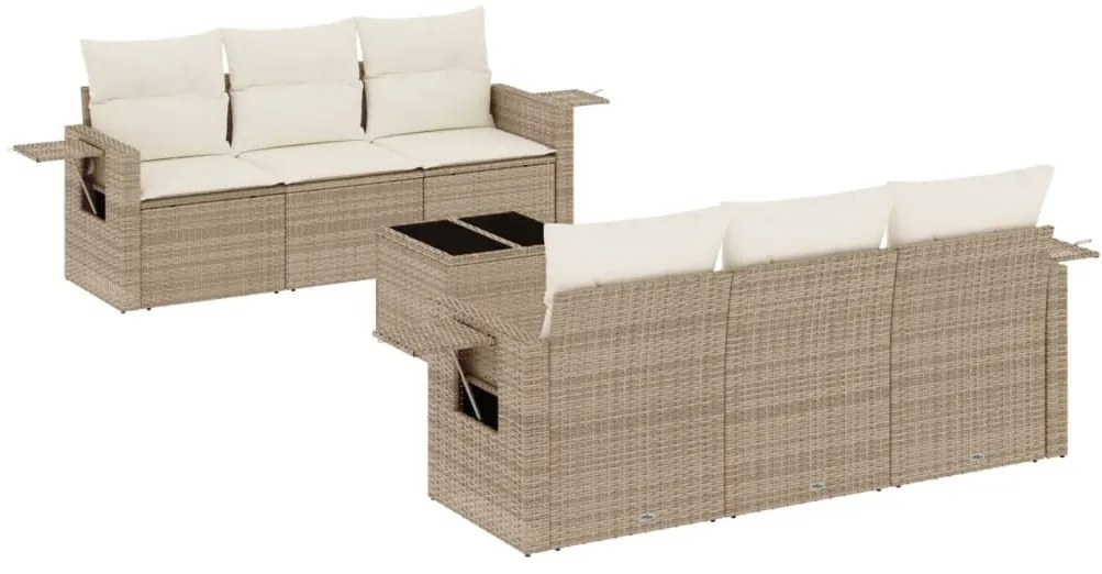 vidaXL Σαλόνι Κήπου Σετ 7 τεμ. Μπεζ Συνθετικό Ρατάν με Μαξιλάρια