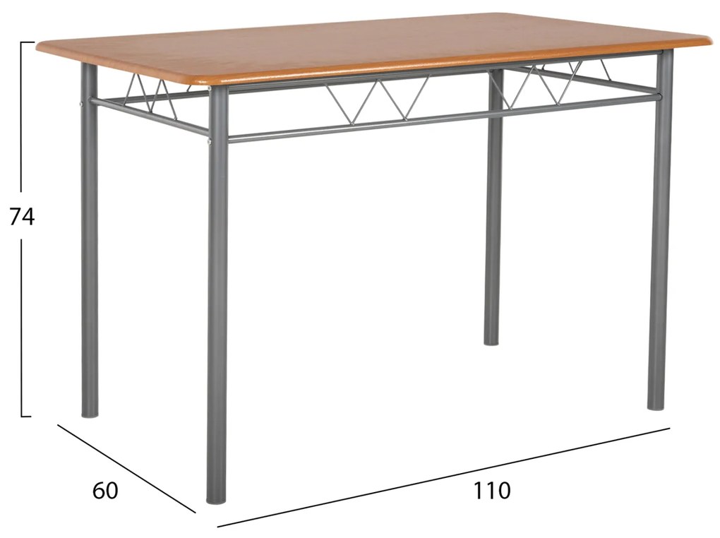 ΣΕΤ ΤΡΑΠΕΖΑΡΙΑΣ 5ΤΜΧ PEARY HM9416.12 ΜΕΤΑΛΛΟ ΑΣΗΜΙ-MDF ΣΟΝΑΜΑ 110x60x74Yεκ. - 0535622 - HM9416.12