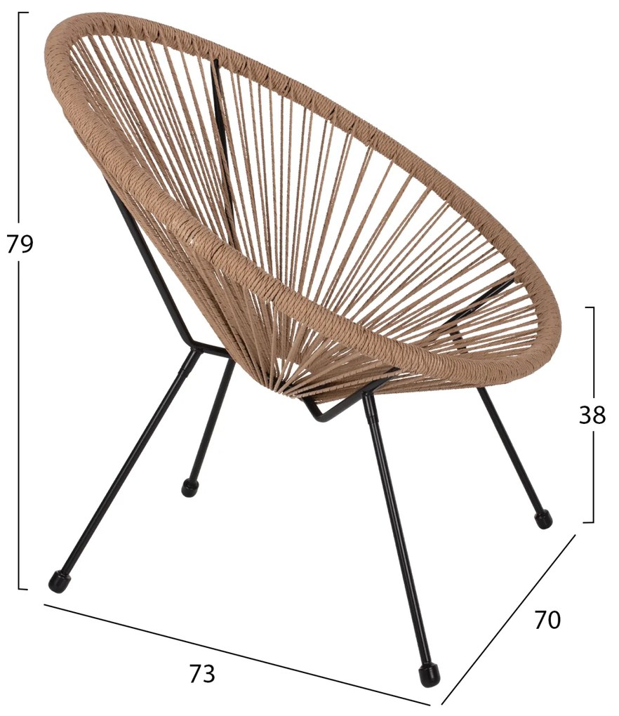 ΣΕΤ ΕΞΩΤΕΡΙΚΟΥ ΧΩΡΟΥ 3ΤΜΧ ACAPULCO HM21100 TWISTED WICKER-ΜΕΤΑΛΛΟ (1 Τεμμάχια)