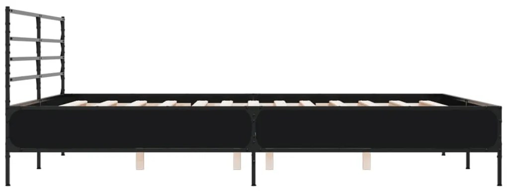 vidaXL Πλαίσιο Κρεβατιού Μαύρο 180 x 200 εκ. Επεξ. Ξύλο &amp; Μέταλλο
