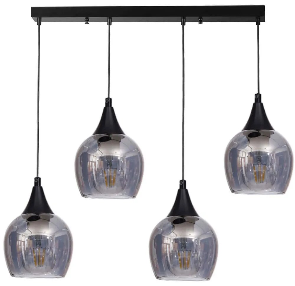 Φωτιστικό Οροφής - Ράγα 534LUN6168 65x12x80cm 4xE27 40W Fume-Black Opviq