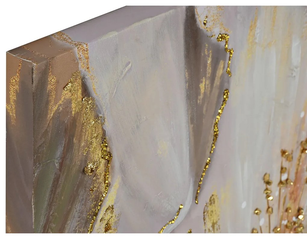 Καμβάς Home ESPRIT Μπεζ Χρυσό Σύγχρονη Λουλούδι 80 x 3 x 80 cm (x2)