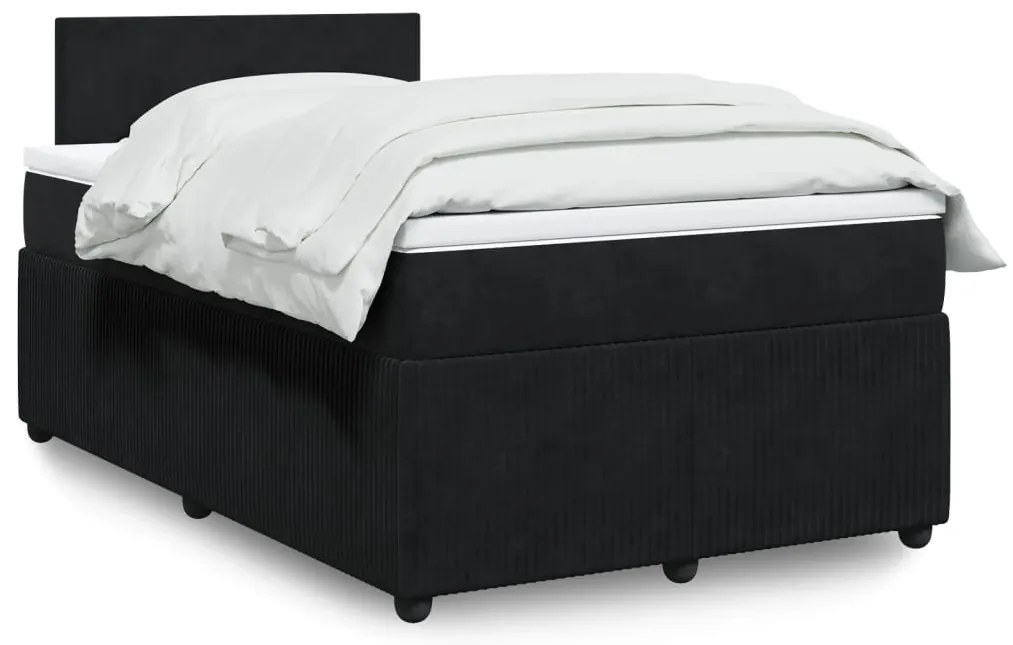 vidaXL Κρεβάτι Boxspring με Στρώμα Μαύρο 120x190 εκ. Βελούδινο