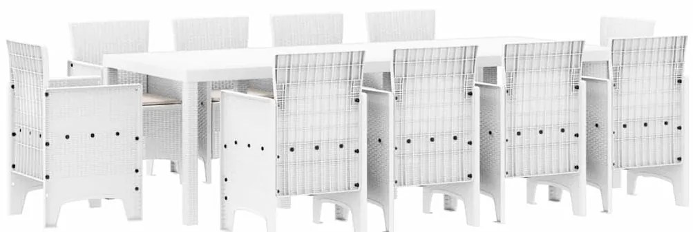 vidaXL Σέτ φαγητού για κήπο 11 pcs Λευκό Πολυπροπυλένιο