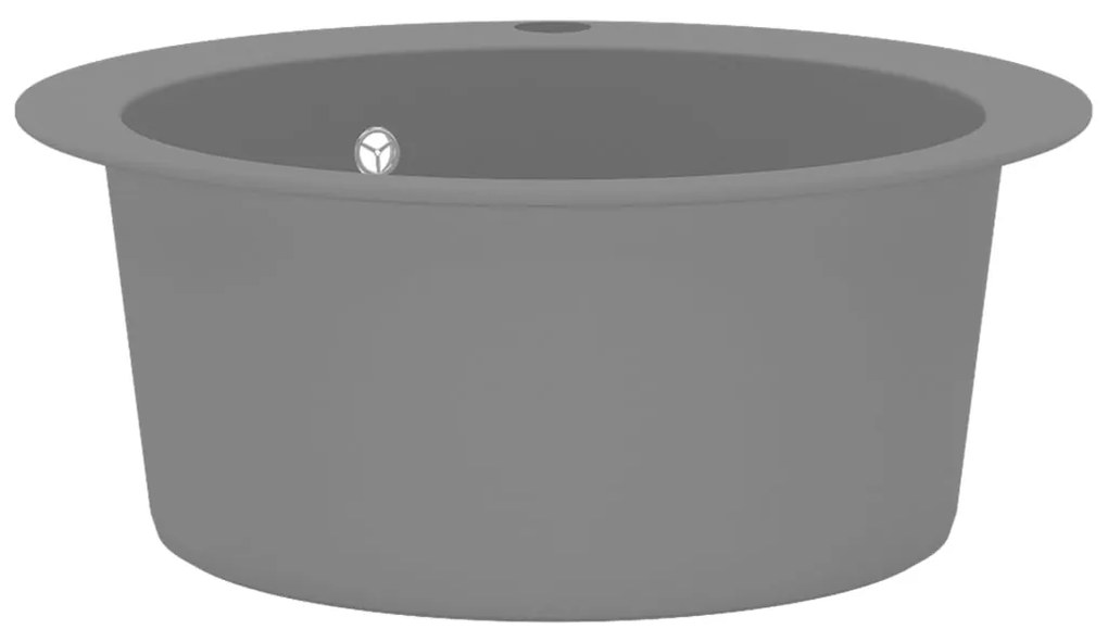 vidaXL Νεροχύτης με Μονή Γούρνα Στρογγυλός Γκρι Γρανιτένιος