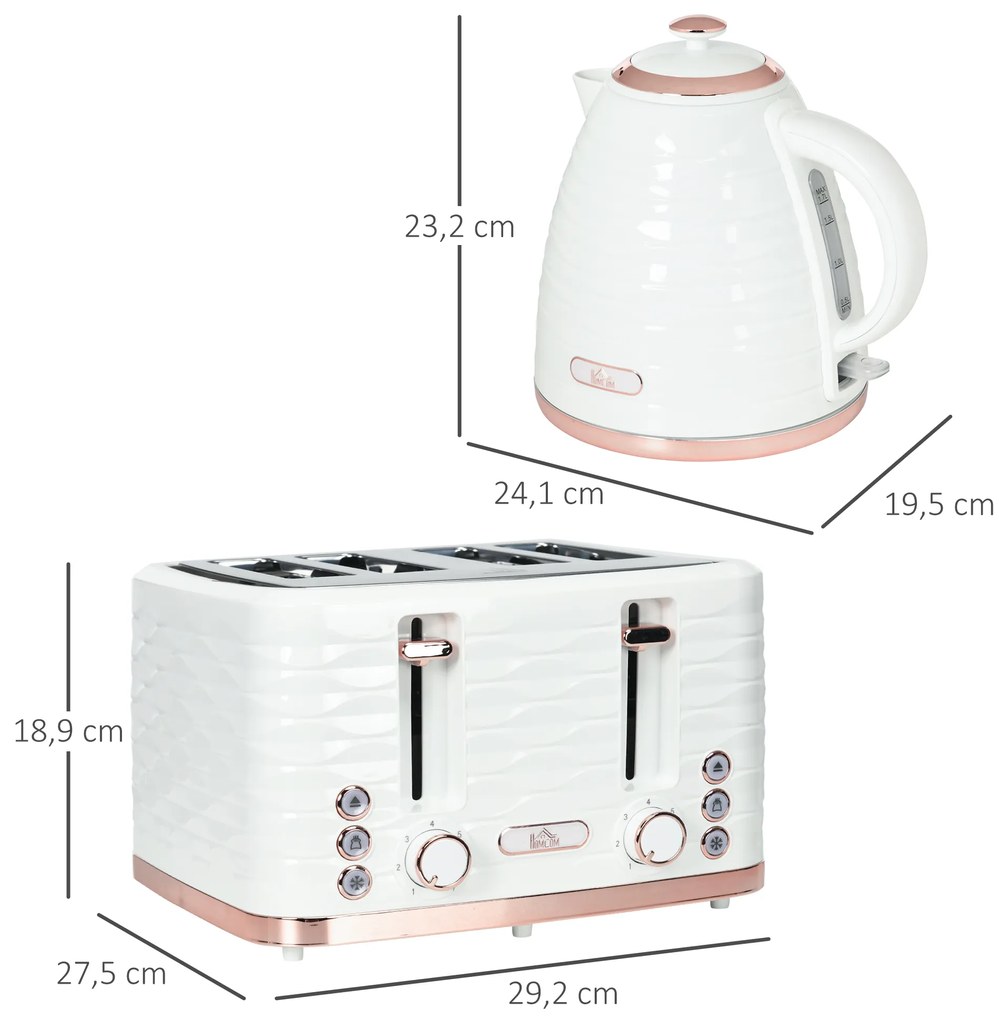 HOMCOM Σετ βραστήρα και τοστιέρας 2 σε 1, 7 επίπεδα ροδίσματος, λειτουργία απόψυξης και επαναθέρμανσης, κρεμ λευκό