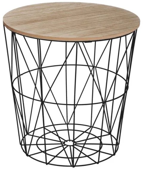 Βοηθητικό τραπέζι Kumi Pakoworld mdf επιφάνεια oak και μέταλλο σε μαύρη απόχρωση Φ40x41εκ 199-000642 199-000642 Καφέ