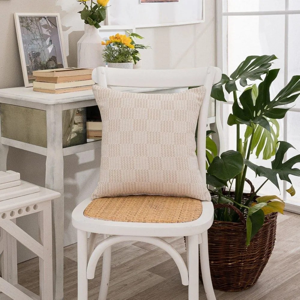 Μαξιλαροθήκη Διακοσμητική Teramo 01 Ecru Teoran 43X43 Cotton-Polyester