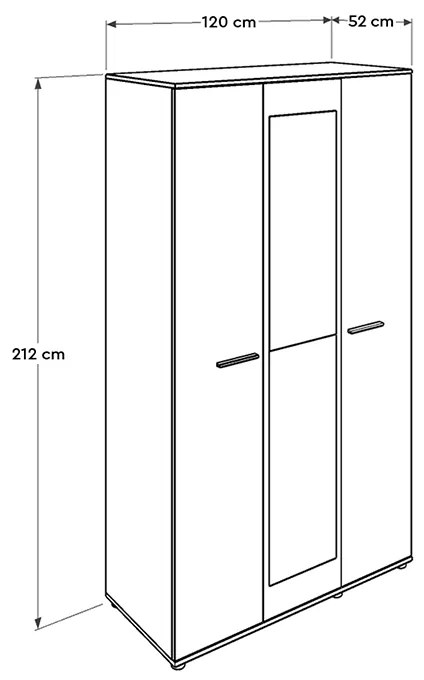 Ντουλάπα ρούχων Trendline Megapap τρίφυλλη σε χρώμα sonoma 120x52x212εκ.