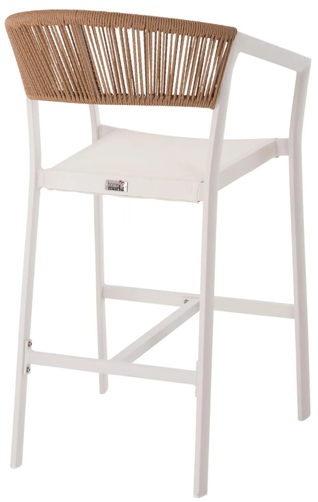 ΣΚΑΜΠΟ ΑΛΟΥΜΙΝΙΟΥ  ΜΕΣΑΙΟΥ ΥΨΟΥΣ RATTAN &amp; TEXTLINE ΛΕΥΚΟ ΜΠΕΖ 55x56,5x99 55x56.5x99 εκ.