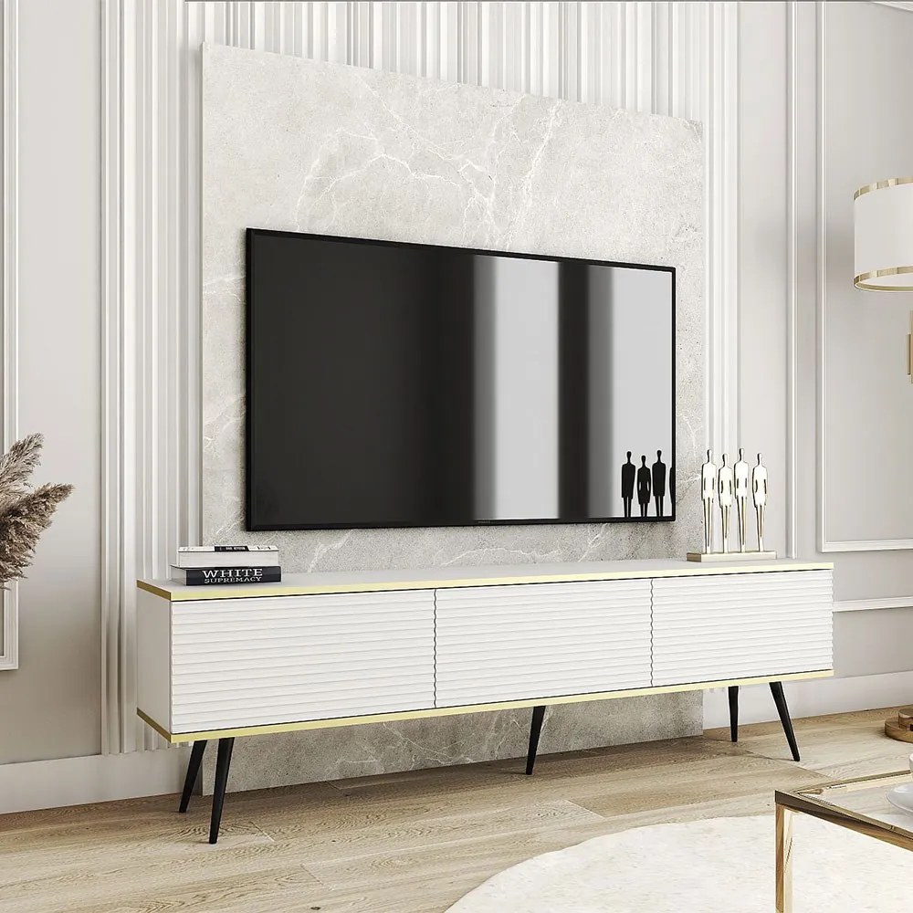 Έπιπλο Τηλεόρασης Oro P_ORO_BTV_Bi_MDF_BL 175x32x53cm White-Black
