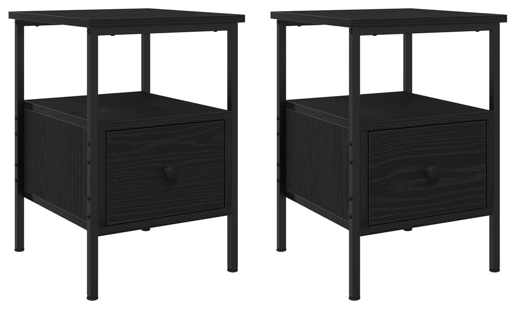 vidaXL Κομοδίνα 2 τμχ Μαύρη Βελανιδιά 34x36x50 εκ Επεξεργασμένο Ξύλο