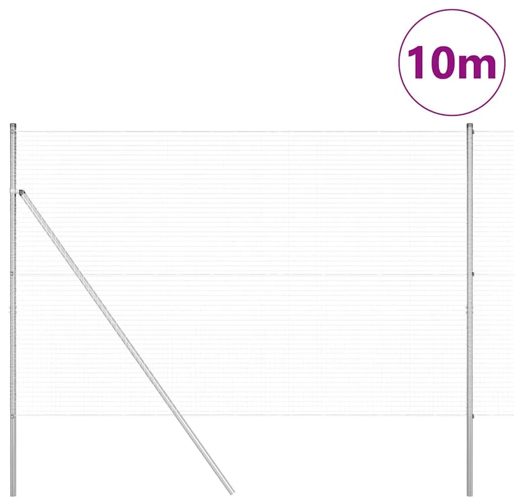 vidaXL Φράχτης με Στήλες. Ασημί 1.5 x 10 m Ατσάλι