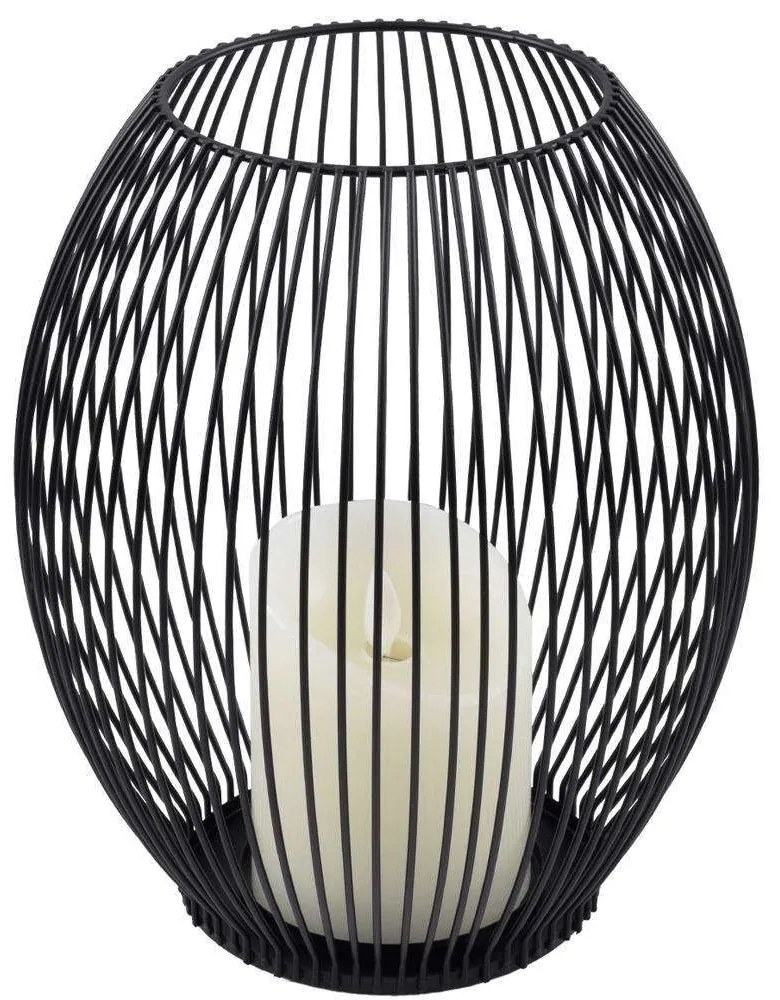 Φανάρι Με Διακοσμητικό Κερί Candle Led 76497 Φ19x24cm Με Μπαταρία &amp; Χειριστήριο Dimmable 2700K Black Aluminium