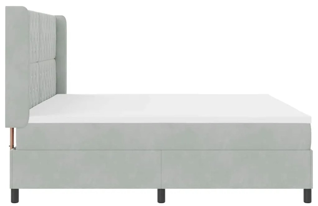 vidaXL Κρεβάτι με ελατήρια Ανοιχτό γκρι 200 x 200 cm Βελούδο