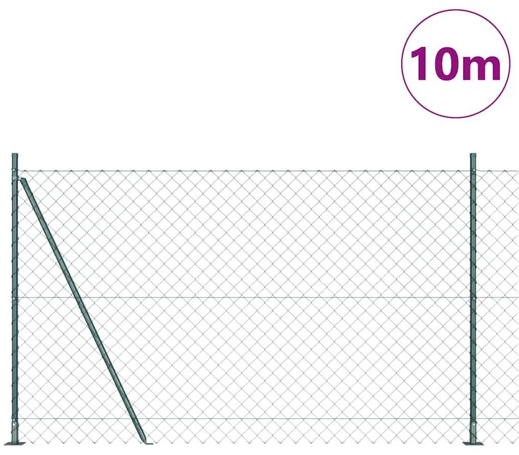 vidaXL Φράχτης από αλυσίδα με στήλες Πράσινο 1.6 x 10 m Ατσάλι
