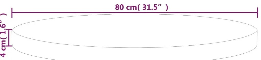 vidaXL Επιφάνεια Τραπεζιού Στρογγυλή Ø80x4 εκ. Μασίφ Ξύλο Δρυς