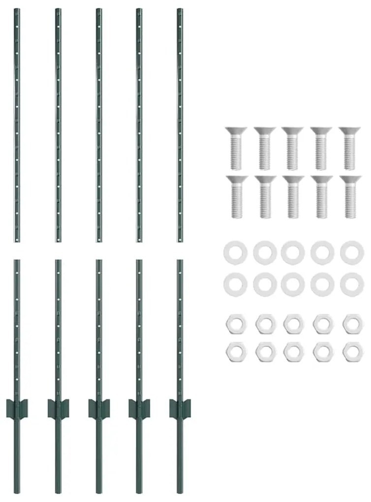 vidaXL Πό posts φράχτη 10 pcs Πράσινο 120 cm Ατσάλι