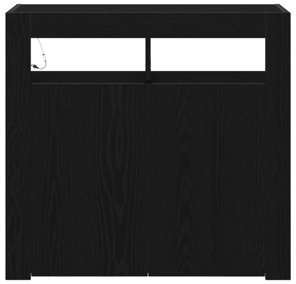 vidaXL Κονσόλα με LED Φώτα Μαύρο Δρυς 80x35x75 εκ από Ξύλο
