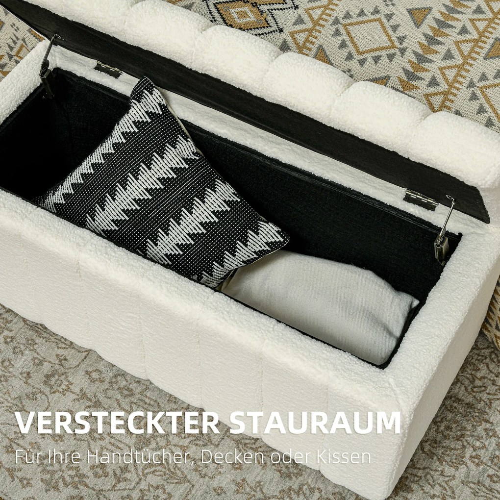 Ταπετσαρισμένη τραπεζαρίας, τραπεζαρία με αποθηκευτικό χώρο, χωρητικότητα έως 120kg, 102x45x46cm, Κρεμ λευκό