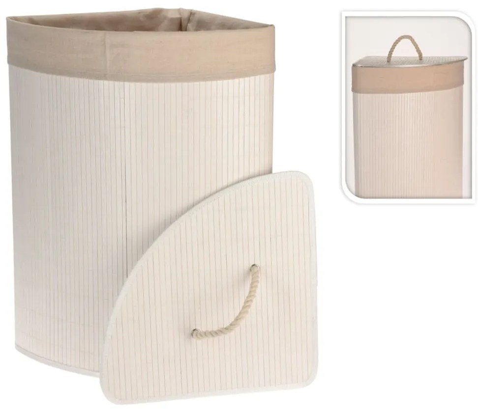 Bathroom Solutions Καλάθι Άπλυτων Γωνιακό Λευκό από Μπαμπού