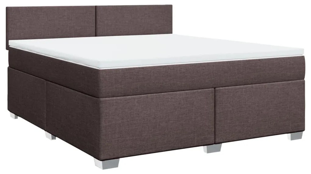 Κρεβάτι Boxspring με Στρώμα Σκούρο Καφέ 180x200 εκ Υφασμάτινο - Καφέ