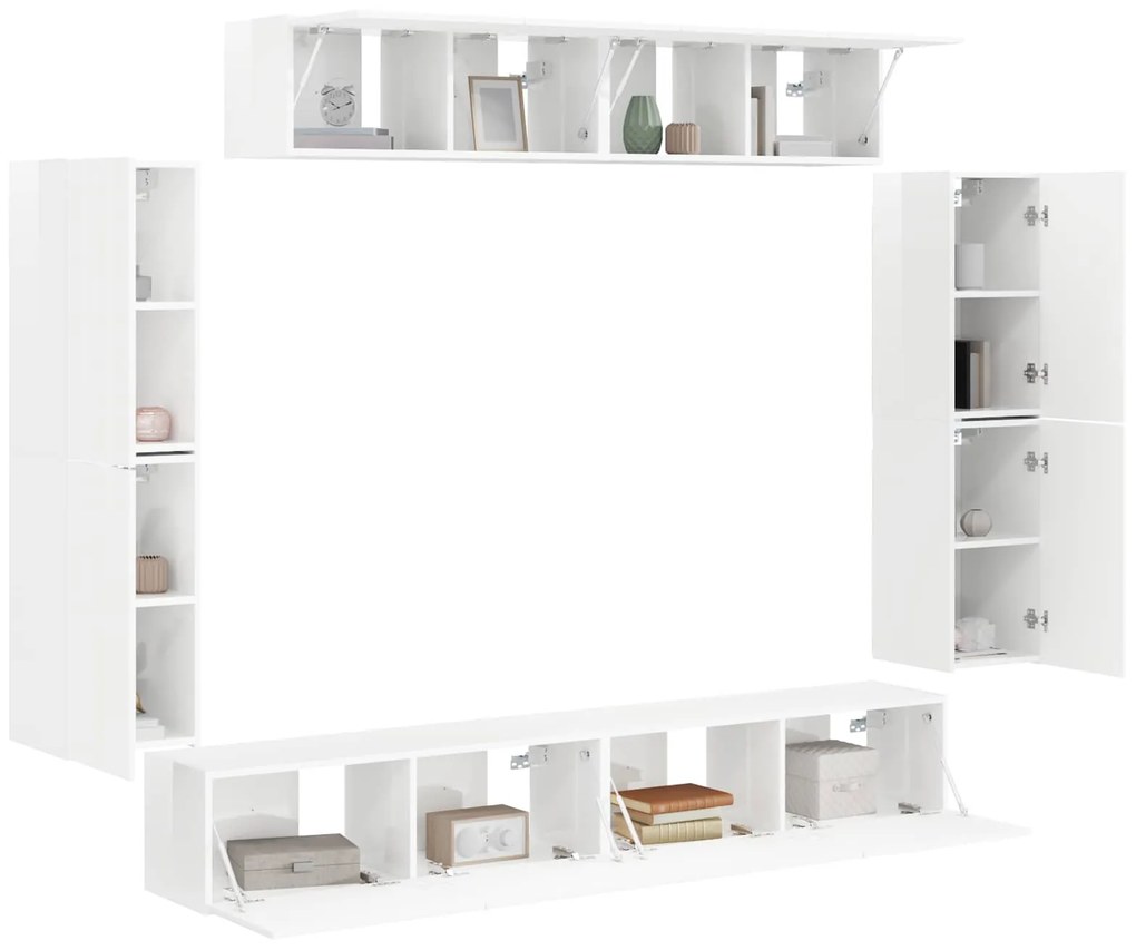 vidaXL Ντουλάπι TV 4 pcs Υψηλής γυαλάδας λευκό