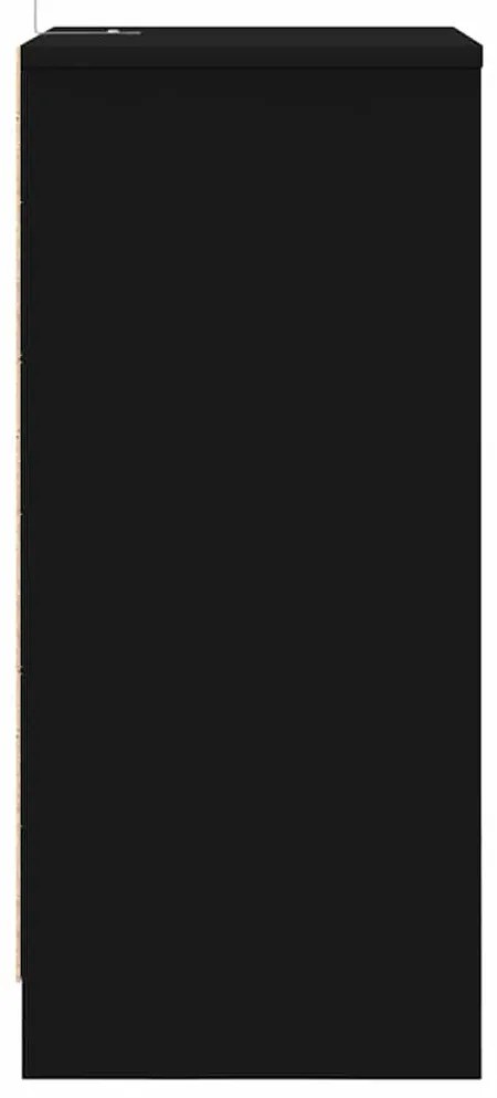 vidaXL Κομοδίνο με συρτάρι Μαύρο 40 x 30 x 467 εκ Επεξεργασμένο ξύλο