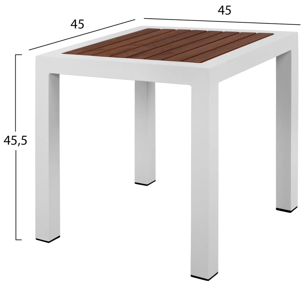 ΤΡΑΠΕΖΙ ΑΛΟΥΜΙΝΙΟΥ SABRA HM5403.01 ΛΕΥΚΟ ΜΕ POLYWOOD 45Χ45Χ45,5 εκ. - 0602814 - 0602814