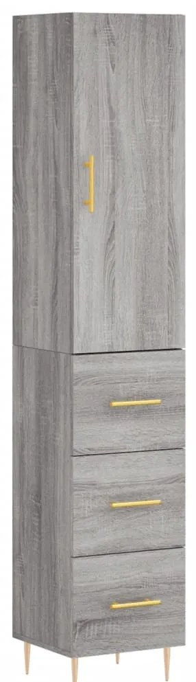 vidaXL Μπουφές Sonoma Γκρι 34,5 x 34 x 180 εκ. από Επεξεργασμένο Ξύλο