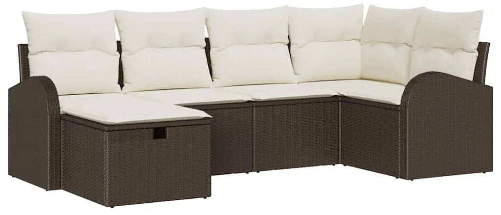 vidaXL Σετ Καναπέ Κήπου 6 pcs Καφέ και κρεμ 234 x 124 x 85 εκ