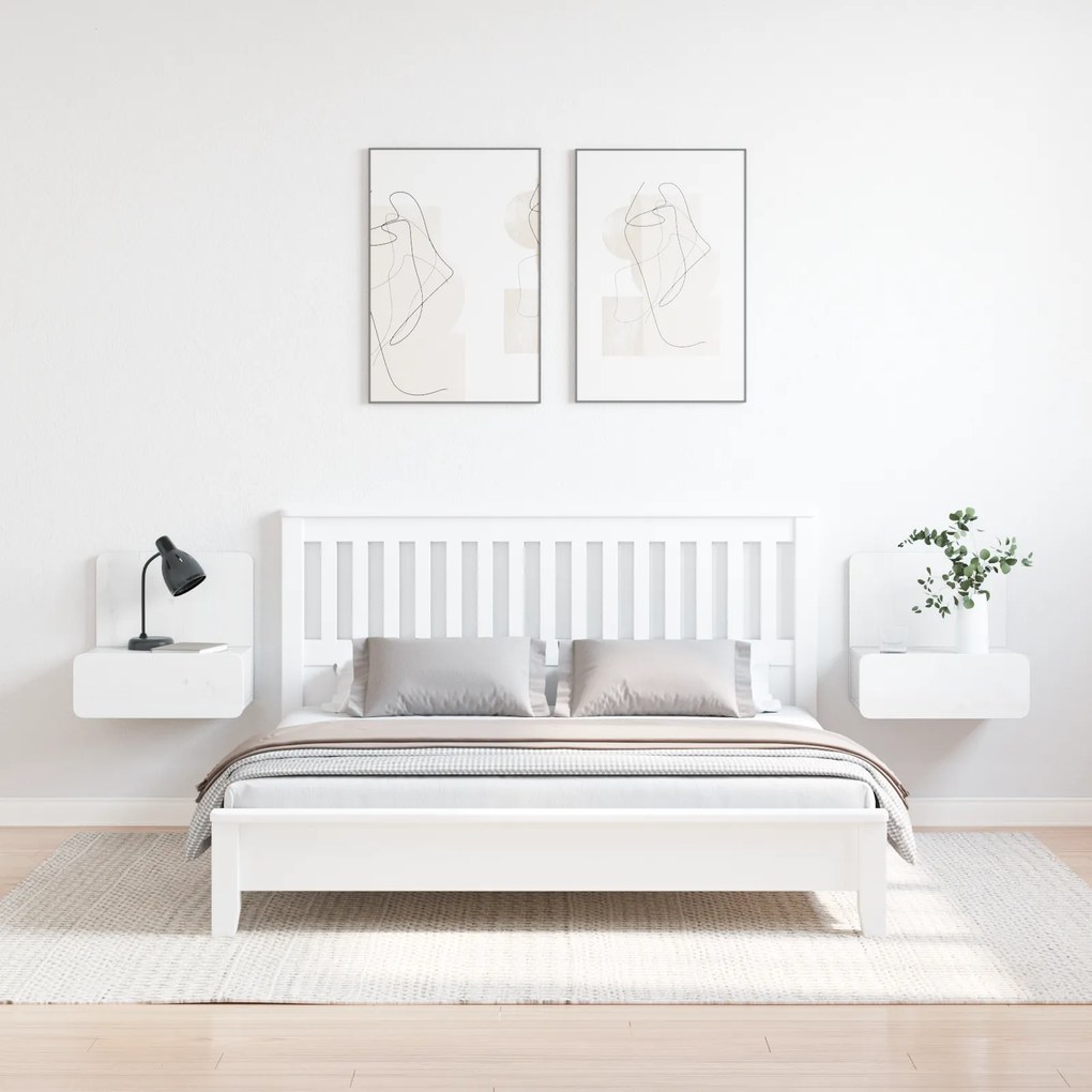 vidaXL Κομοδίνο 2 pcs Λευκό 44 x 32.5 x 40 εκ. Μασίφ ξύλο πεύκου