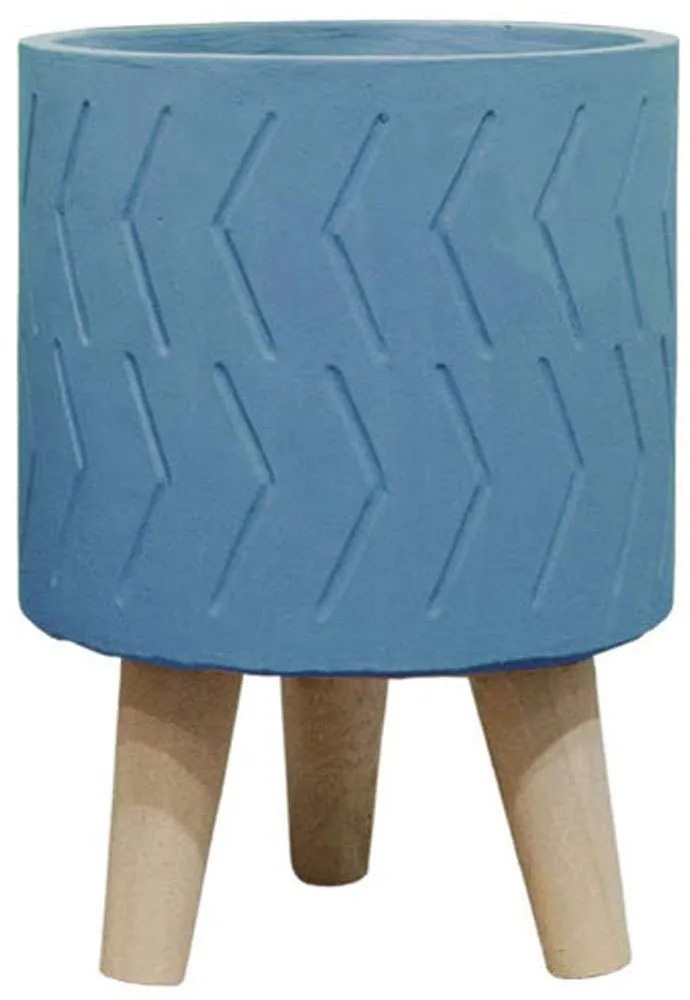 Κασπώ 06-00-21205-3 Φ19,5x28,5cm Blue-Natural Marhome Wood,Cement
