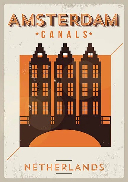 Εικονογράφηση Typographic Amsterdam City Poster Design, kursatunsal