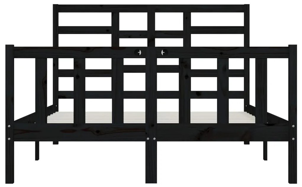 Πλαίσιο Κρεβατιού Μαύρο 160 x 200 εκ. από Μασίφ Ξύλο Πεύκου - Μαύρο