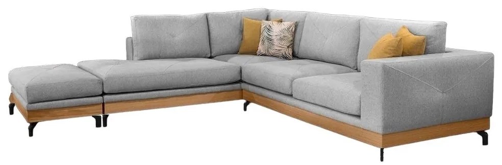Γωνιακός καναπές Eldon, αριστερή γωνία, γκρι χρώμα 305x230cm (με ταμπουρέ 60x100cm), DIM6789