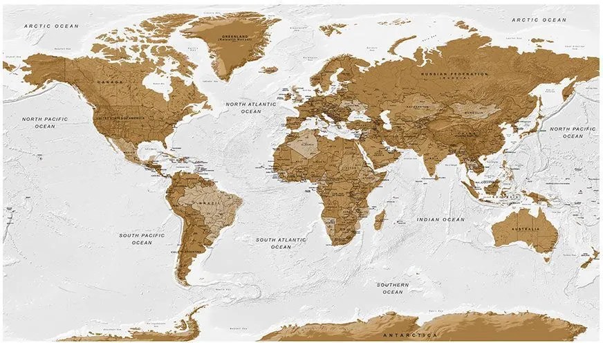 Αυτοκόλλητη φωτοταπετσαρία - World Map: White Oceans II