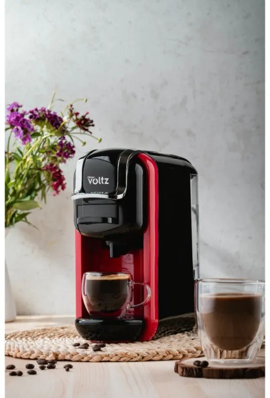 Μηχανή Espresso 8 σε 1 Oliver Voltz OV51171B5, 1450W, 19 bar, Μαύρο / κόκκινο