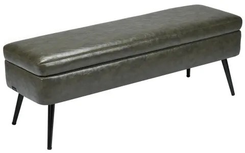 VEVOR PU Leather Storage Ottoman Bench Shoe Seat with Storage &amp; Metal Legs Green