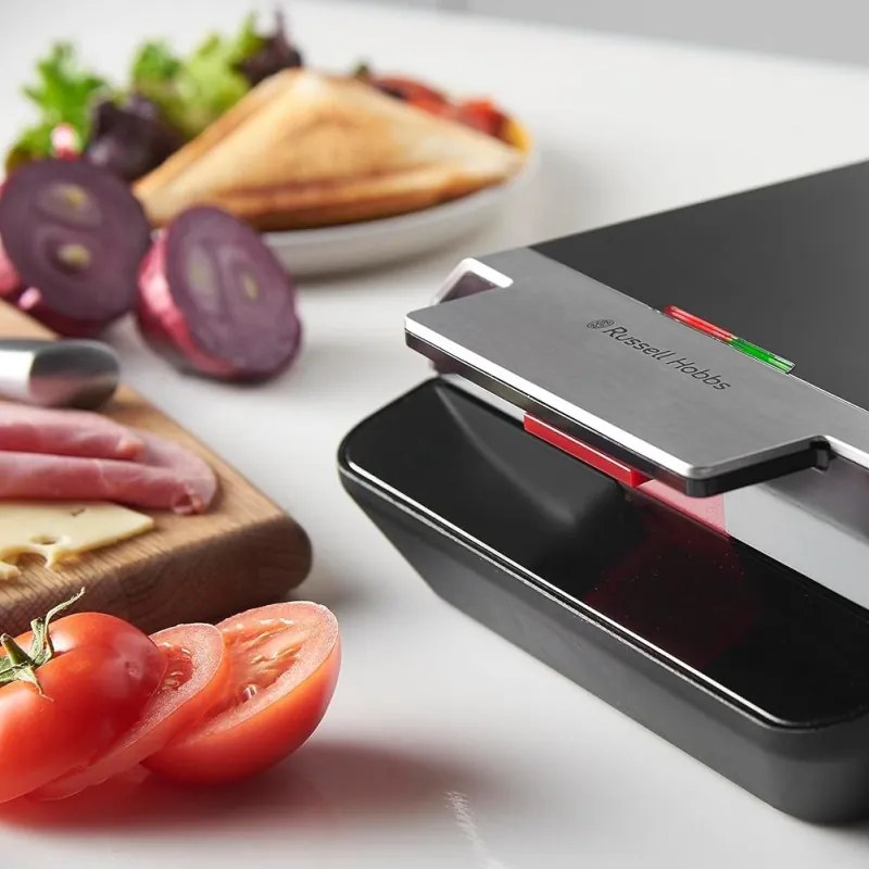 Τοστιέρα σάντουιτς Russell Hobbs Creations 26800-56, 750W, 4 φέτες, Αντικολλητικές πλάκες, Γρήγορη θέρμανση, Ενδείξεις, Μαύρο/inox