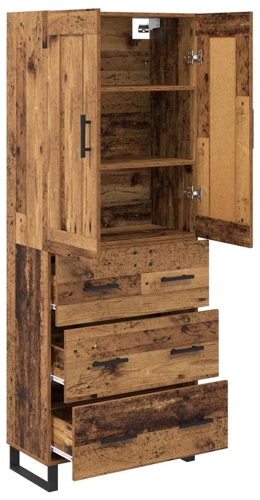 vidaXL Highboard Παλιό ξύλο 69,5 x 34 x 180 εκ. Επεξεργασμένο ξύλο