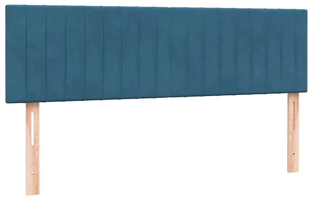 Κρεβάτι Boxspring με Στρώμα Σκούρο Μπλε 160x210 εκ. Βελούδινο - Μπλε