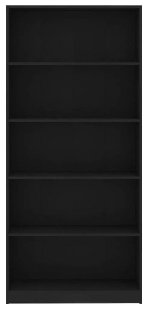 vidaXL Βιβλιοθήκη με 5 Ράφια Μαύρη 80 x 24 x 175 εκ. από Μοριοσανίδα