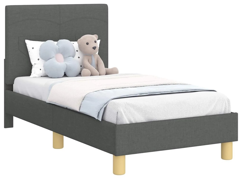 vidaXL Κρεβατική βάση για παιδιά με προσκέφαλο Σκούρο Γκρι 70 x 140 cm