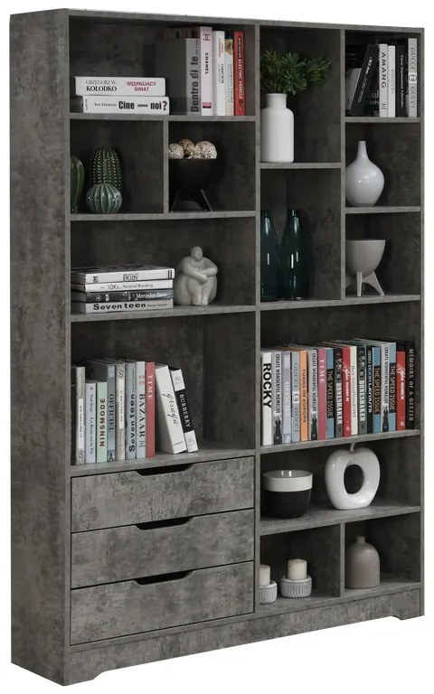ΒΙΒΛΙΟΘΗΚΗ LUCINDA PAKOWORLD ΓΚΡΙ OAK 120X29.8X180.5ΕΚ