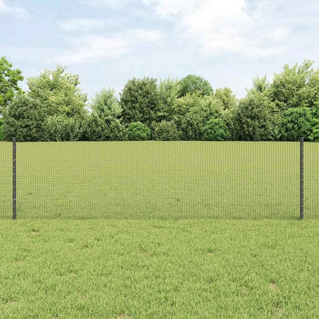 vidaXL Φράκτης Welded Wire με 11 U Posts Γκρι 0.6x25 μ Ατσάλι