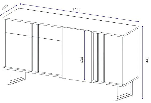 Μπουφές Amanda pakoworld καρυδί-μαύρο 160x40x78.5εκ