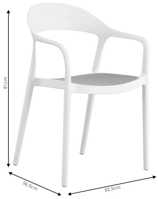 Πολυθρόνα Ember pakoworld με UV protection PP μπεζ- λευκό 52.5x56.5x81εκ. - Πολυπροπυλένιο - 262-000005